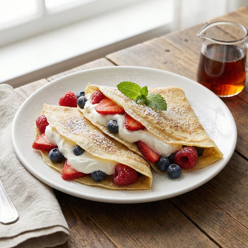 Berries and Cream Protein Crepes