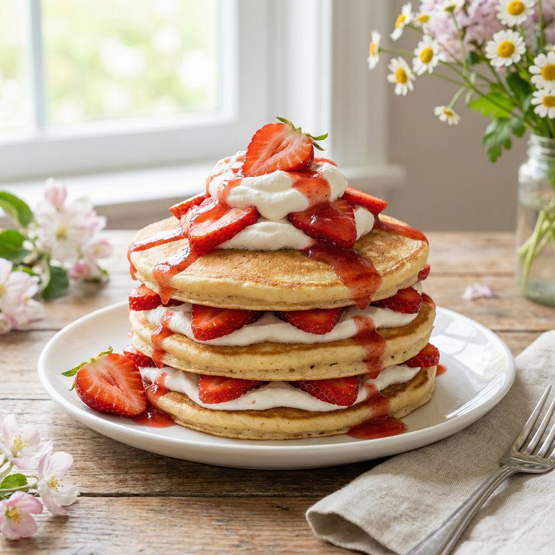 Strawberry Shortcake Protein Pancakes